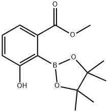 Benzoic acid, 3-hydroxy-2-(4,4,5,5-tetramethyl-1,3,2-dioxaborolan-2-yl)-, methyl ester 구조식 이미지