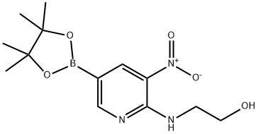 Ethanol, 2-[[3-nitro-5-(4,4,5,5-tetramethyl-1,3,2-dioxaborolan-2-yl)-2-pyridinyl]amino]- Structure