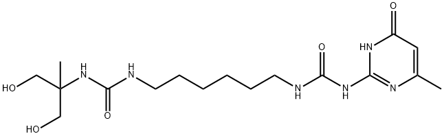 Urea, N-[6-[[[(1,6-dihydro-4-methyl-6-oxo-2-pyrimidinyl)amino]carbonyl]amino]hexyl]-N'-[2-hydroxy-1-(hydroxymethyl)-1-methylethyl]- Structure