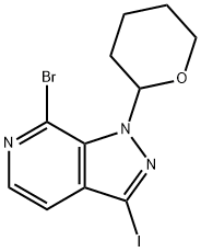 7-Bromo-3-iodo-1-(tetrahydro-2H-pyran-2-yl)-1H-pyrazolo[3,4-c]pyridine 구조식 이미지