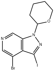 4-Bromo-3-iodo-1-(tetrahydro-2H-pyran-2-yl)-1H-pyrazolo[3,4-c]pyridine 구조식 이미지
