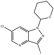 6-Chloro-3-iodo-1-(tetrahydro-2H-pyran-2-yl)-1H-pyrazolo[4,3-b]pyridine 구조식 이미지