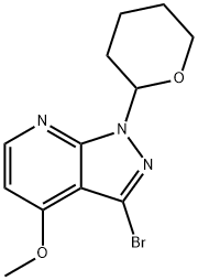 3-Bromo-4-methoxy-1-(tetrahydro-2H-pyran-2-yl)-1H-pyrazolo[3,4-b]pyridine 구조식 이미지