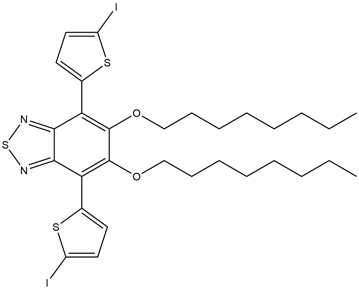 4,7-Bis(5-iodo-2-thienyl)-5,6-bis(octyloxy)-2,1,3-benzothiadiazole Structure