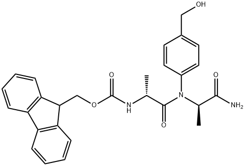 D-Alaninamide, N-[(9H-fluoren-9-ylmethoxy)carbonyl]-D-alanyl-N-[4-(hydroxymethyl)phenyl]- Structure