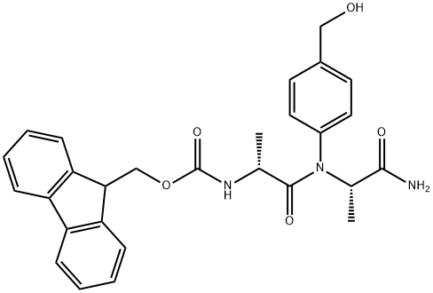 L-Alaninamide, N-[(9H-fluoren-9-ylmethoxy)carbonyl]-D-alanyl-N-[4-(hydroxymethyl)phenyl]- Structure