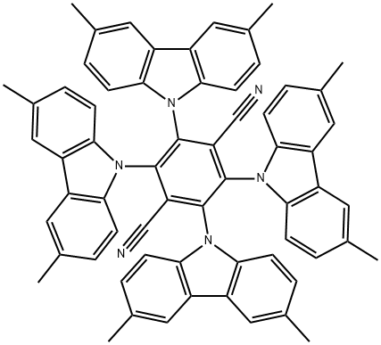 1,4-Benzenedicarbonitrile, 2,3,5,6-tetrakis(3,6-dimethyl-9H-carbazol-9-yl)- 구조식 이미지