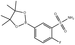 Benzenesulfonamide, 2-fluoro-5-(4,4,5,5-tetramethyl-1,3,2-dioxaborolan-2-yl)- Structure