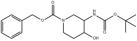 1-Piperidinecarboxylic acid, 3-[[(1,1-dimethylethoxy)carbonyl]amino]-4-hydroxy-, phenylmethyl ester Structure