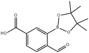 Benzoic acid, 4-formyl-3-(4,4,5,5-tetramethyl-1,3,2-dioxaborolan-2-yl)- Structure