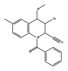 2-Quinolinecarbonitrile, 1-benzoyl-3-bromo-1,2,3,4-tetrahydro-4-methoxy-6-methyl- Structure