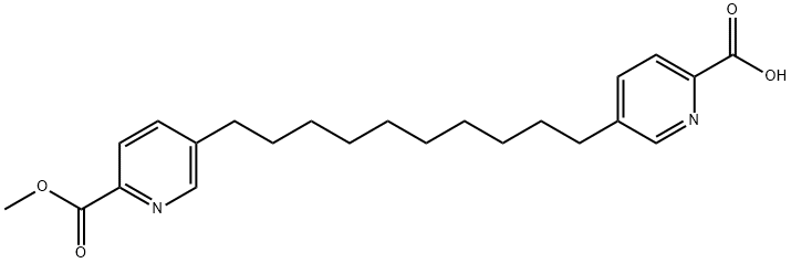 2-Pyridinecarboxylic acid, 5-[10-(6-carboxy-3-pyridinyl)decyl]-, 2-methyl ester Structure