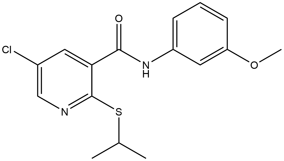 5-Chloro-N-(3-methoxyphenyl)-2-[(1-methylethyl)thio]-3-pyridinecarboxamide Structure