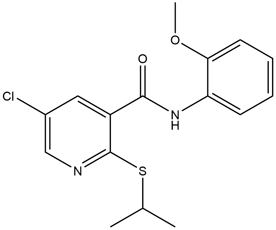 5-Chloro-N-(2-methoxyphenyl)-2-[(1-methylethyl)thio]-3-pyridinecarboxamide Structure