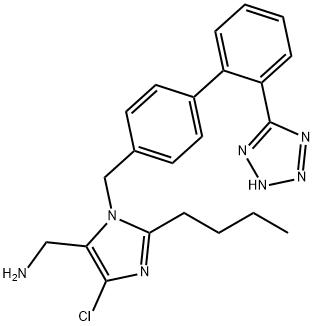 1H-Imidazole-5-methanamine, 2-butyl-4-chloro-1-[[2'-(2H-tetrazol-5-yl)[1,1'-biphenyl]-4-yl]methyl]- Structure