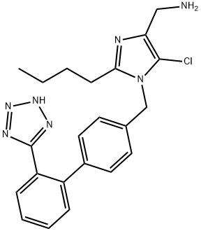 1H-Imidazole-4-methanamine, 2-butyl-5-chloro-1-[[2'-(2H-tetrazol-5-yl)[1,1'-biphenyl]-4-yl]methyl]- 구조식 이미지