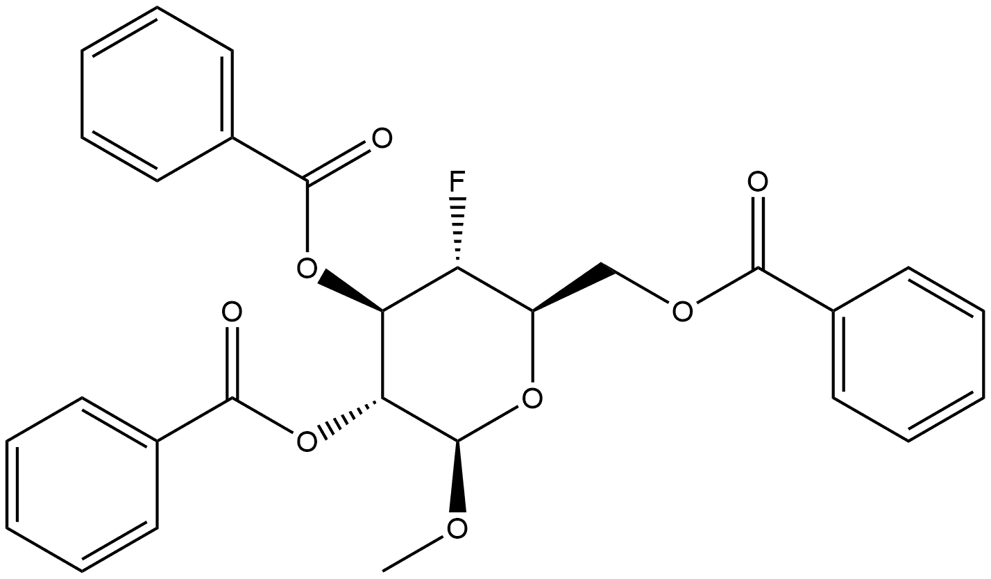 β-D-Glucopyranoside, methyl 4-deoxy-4-fluoro-, 2,3,6-tribenzoate Structure