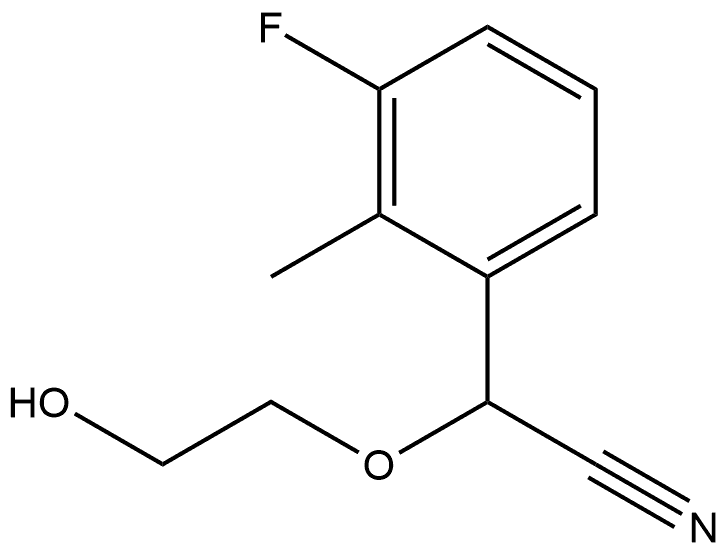 Benzeneacetonitrile, 3-fluoro-α-(2-hydroxyethoxy)-2-methyl- Structure