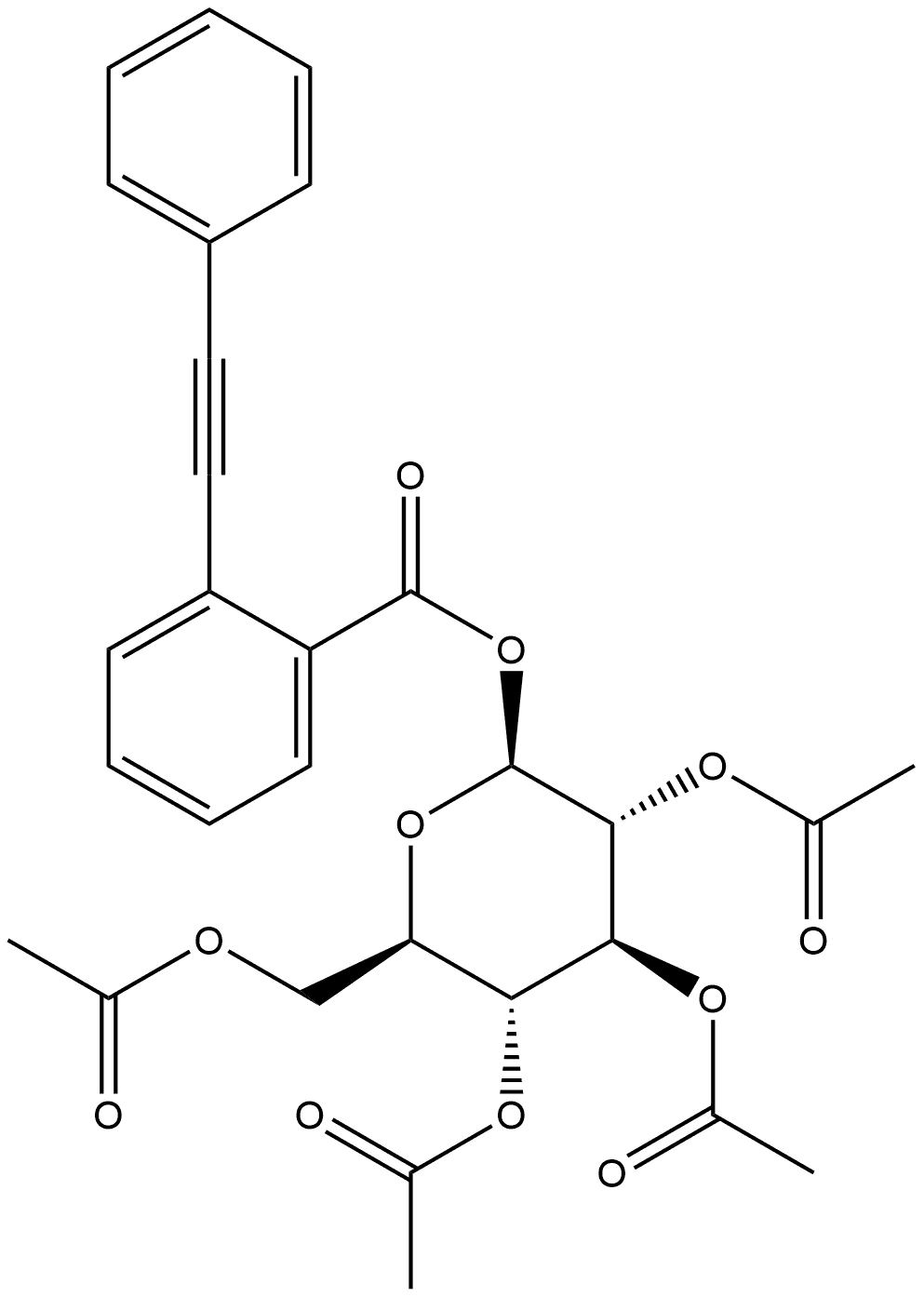 β-D-Glucopyranose, 2,3,4,6-tetraacetate 1-[2-(2-phenylethynyl)benzoate] Structure