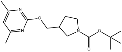 1-Pyrrolidinecarboxylic acid, 3-[[(4,6-dimethyl-2-pyrimidinyl)oxy]methyl]-, 1,1-dimethylethyl ester Structure