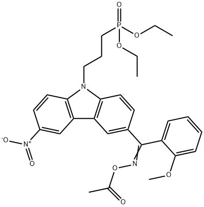 Phosphonic acid, P-[3-[3-[[(acetyloxy)imino](2-methoxyphenyl)methyl]-6-nitro-9H-carbazol-9-yl]propyl]-, diethyl ester Structure