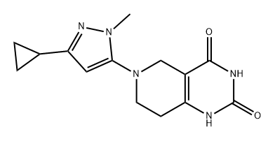 Pyrido[4,3-d]pyrimidine-2,4(1H,3H)-dione, 6-(3-cyclopropyl-1-methyl-1H-pyrazol-5-yl)-5,6,7,8-tetrahydro- Structure