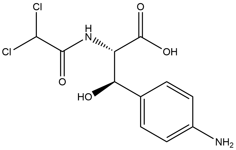 L-Phenylalanine, 4-amino-N-(2,2-dichloroacetyl)-β-hydroxy-, (βR)- Structure