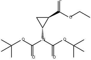 Cyclopropanecarboxylic acid, 2-[bis[(1,1-dimethylethoxy)carbonyl]amino]-, ethyl ester, (1R,2R)- Structure