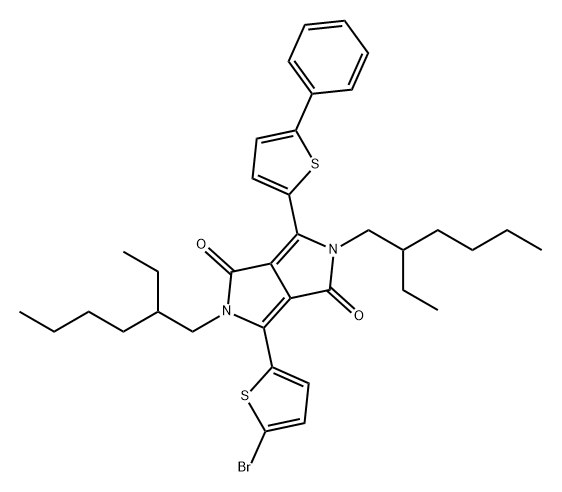 Pyrrolo[3,4-c]pyrrole-1,4-dione, 3-(5-bromo-2-thienyl)-2,5-bis(2-ethylhexyl)-2,5-dihydro-6-(5-phenyl-2-thienyl)- Structure