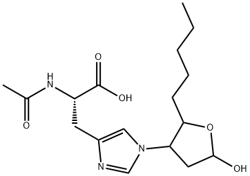 (2S)-2-Acetamido-3-(1-(5-hydroxy-2-pentyltetrahydrofuran-3-yl)-1H-imidazol-4-yl)propanoic acid Structure