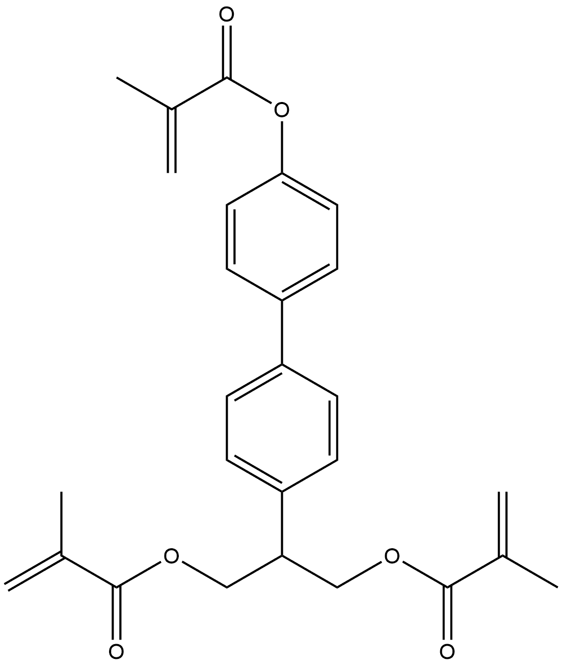 2-(4'-(methacryloyloxy)-[1,1'-biphenyl]-4-yl)propane-1,3-diyl bis(2-methylacrylate) 구조식 이미지