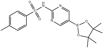 Benzenesulfonamide, 4-methyl-N-[5-(4,4,5,5-tetramethyl-1,3,2-dioxaborolan-2-yl)-2-pyrimidinyl]- 구조식 이미지