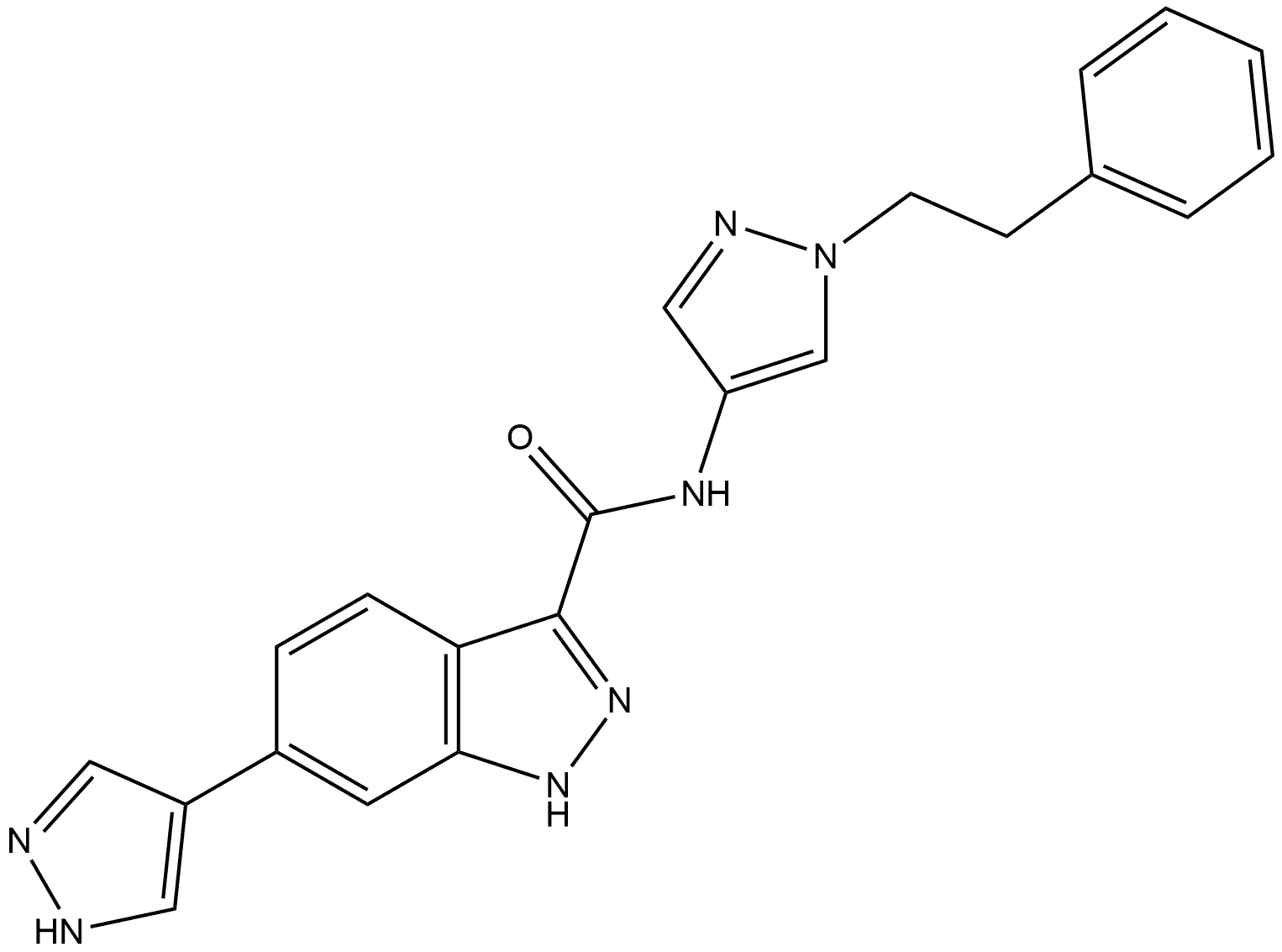 N-[1-(2-Phenylethyl)-1H-pyrazol-4-yl]-6-(1H-pyrazol-4-yl)-1H-indazole-3-carboxamide Structure