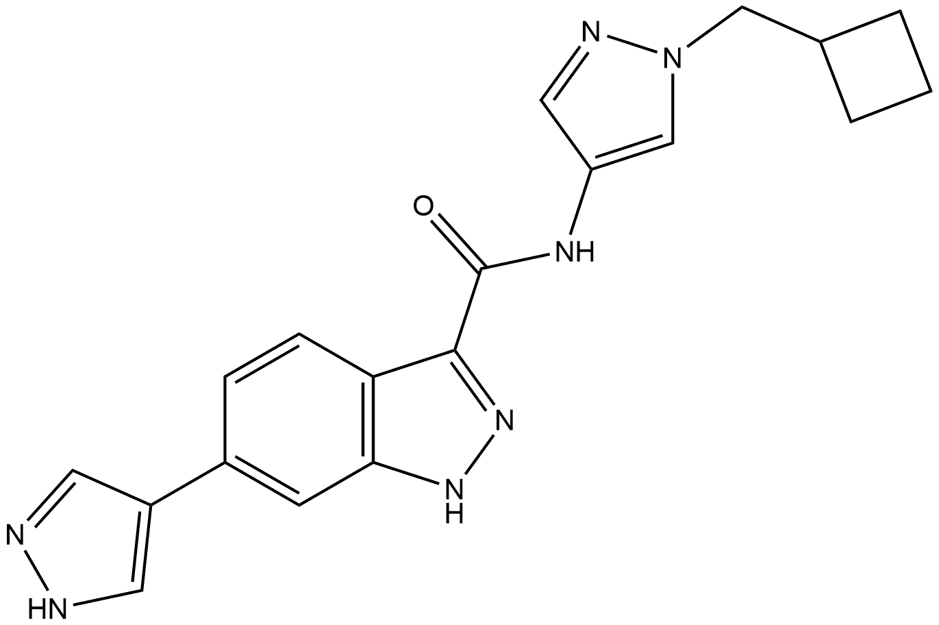 N-[1-(Cyclobutylmethyl)-1H-pyrazol-4-yl]-6-(1H-pyrazol-4-yl)-1H-indazole-3-carboxamide Structure