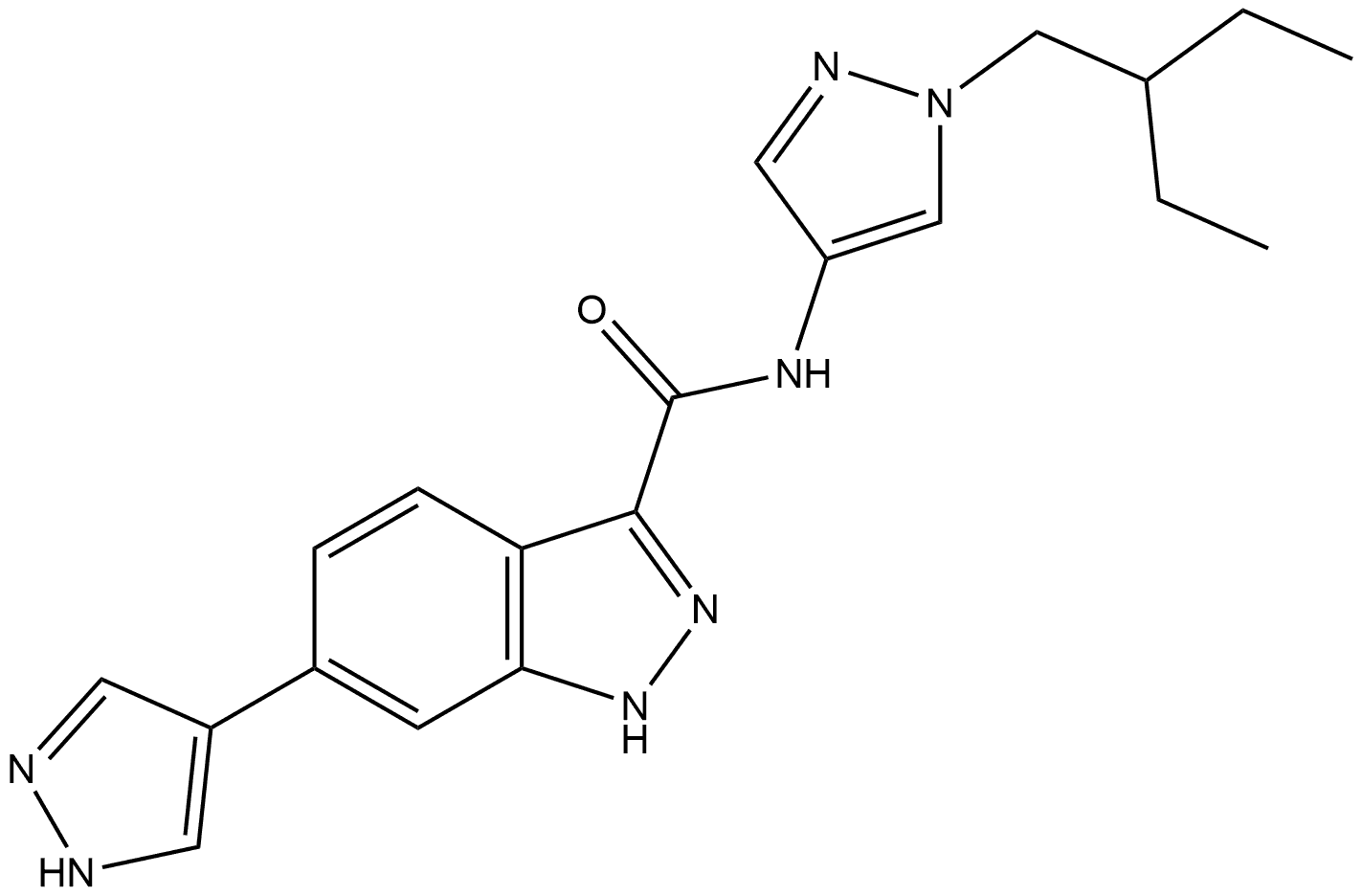 N-[1-(2-Ethylbutyl)-1H-pyrazol-4-yl]-6-(1H-pyrazol-4-yl)-1H-indazole-3-carboxamide Structure