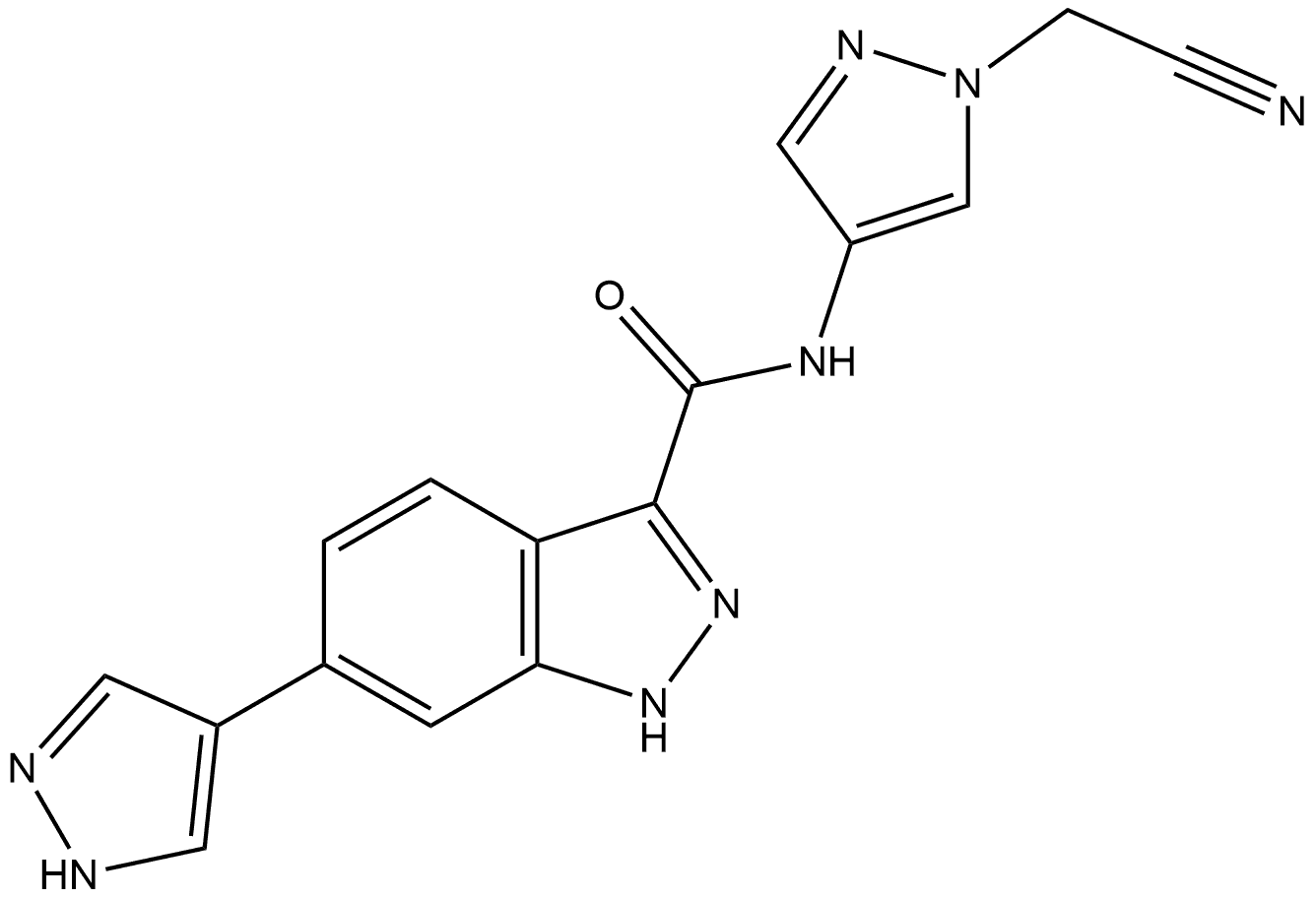 N-[1-(Cyanomethyl)-1H-pyrazol-4-yl]-6-(1H-pyrazol-4-yl)-1H-indazole-3-carboxamide Structure