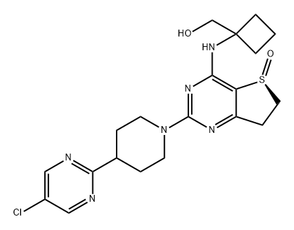 Cyclobutanemethanol, 1-[[(5S)-2-[4-(5-chloro-2-pyrimidinyl)-1-piperidinyl]-6,7-dihydro-5-oxidothieno[3,2-d]pyrimidin-4-yl]amino]- Structure