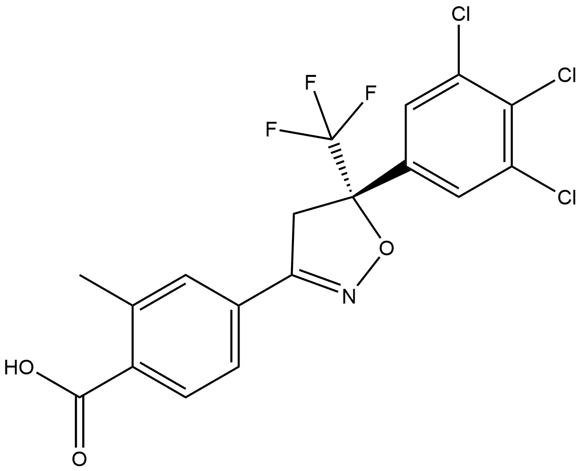 2-methyl-4-[(5S)-5-(3,4,5-trichlorophenyl)-5-(trifluoromethyl)-4H-isoxazol-3-yl]benzoic acid Structure