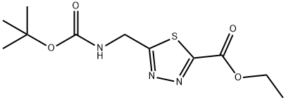 1,3,4-Thiadiazole-2-carboxylic acid, 5-[[[(1,1-dimethylethoxy)carbonyl]amino]methyl]-, ethyl ester Structure