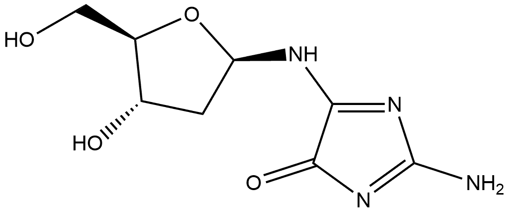 4H-Imidazol-4-one, 2-amino-5-[(2-deoxy-β-D-erythro-pentofuranosyl)amino]- 구조식 이미지