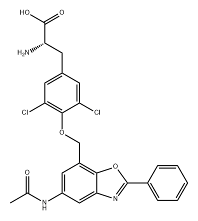 L-Tyrosine, O-[[5-(acetylamino)-2-phenyl-7-benzoxazolyl]methyl]-3,5-dichloro- Structure