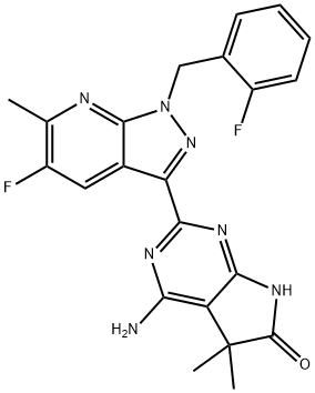 6H-Pyrrolo[2,3-d]pyrimidin-6-one, 4-amino-2-[5-fluoro-1-[(2-fluorophenyl)methyl]-6-methyl-1H-pyrazolo[3,4-b]pyridin-3-yl]-5,7-dihydro-5,5-dimethyl- Structure