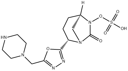 (2S,5R)-7-oxo-2-(5-(piperazin-1-ylmethyl)-1,3,4-oxadiazol-2-yl)-1,6-diazabicyclo[3.2.1]octan-6-yl hydrogen sulfate Structure