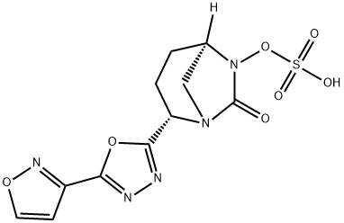 (2S,5R)-2-[5-(3-Isoxazolyl)-1,3,4-oxadiazol-2-yl]-6-(sulfooxy)-1,6-diazabicyclo[3.2.1]octan-7-one Structure