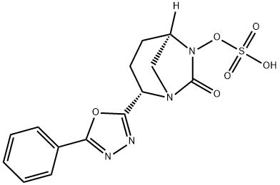 (2S,5R)-2-(5-Phenyl-1,3,4-oxadiazol-2-yl)-6-(sulfooxy)-1,6-diazabicyclo[3.2.1]octan-7-one Structure