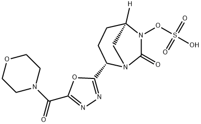 (2S,5R)-2-[5-(4-Morpholinylcarbonyl)-1,3,4-oxadiazol-2-yl]-6-(sulfooxy)-1,6-diazabicyclo[3.2.1]octan-7-one Structure