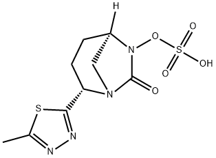 (2S,5R)-2-(5-Methyl-1,3,4-thiadiazol-2-yl)-6-(sulfooxy)-1,6-diazabicyclo[3.2.1]octan-7-one Structure