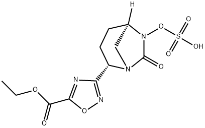 5-Ethyl 3-[(2S,5R)-7-oxo-6-(sulfooxy)-1,6-diazabicyclo[3.2.1]oct-2-yl]-1,2,4-oxadiazole-5-carboxylate Structure