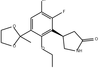 2-Pyrrolidinone, 4-[3-chloro-6-ethoxy-2-fluoro-5-(2-methyl-1,3-dioxolan-2-yl)phenyl]-, (4R)- Structure