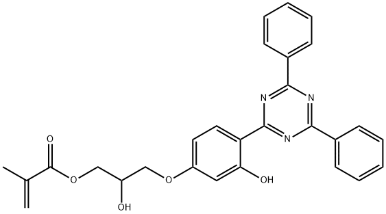 2-Propenoic acid, 2-methyl-, 3-[4-(4,6-diphenyl-1,3,5-triazin-2-yl)-3-hydroxyphenoxy]-2-hydroxypropyl ester Structure